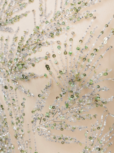 Imagine Broderie cu mărgele și cristale verde fistic
